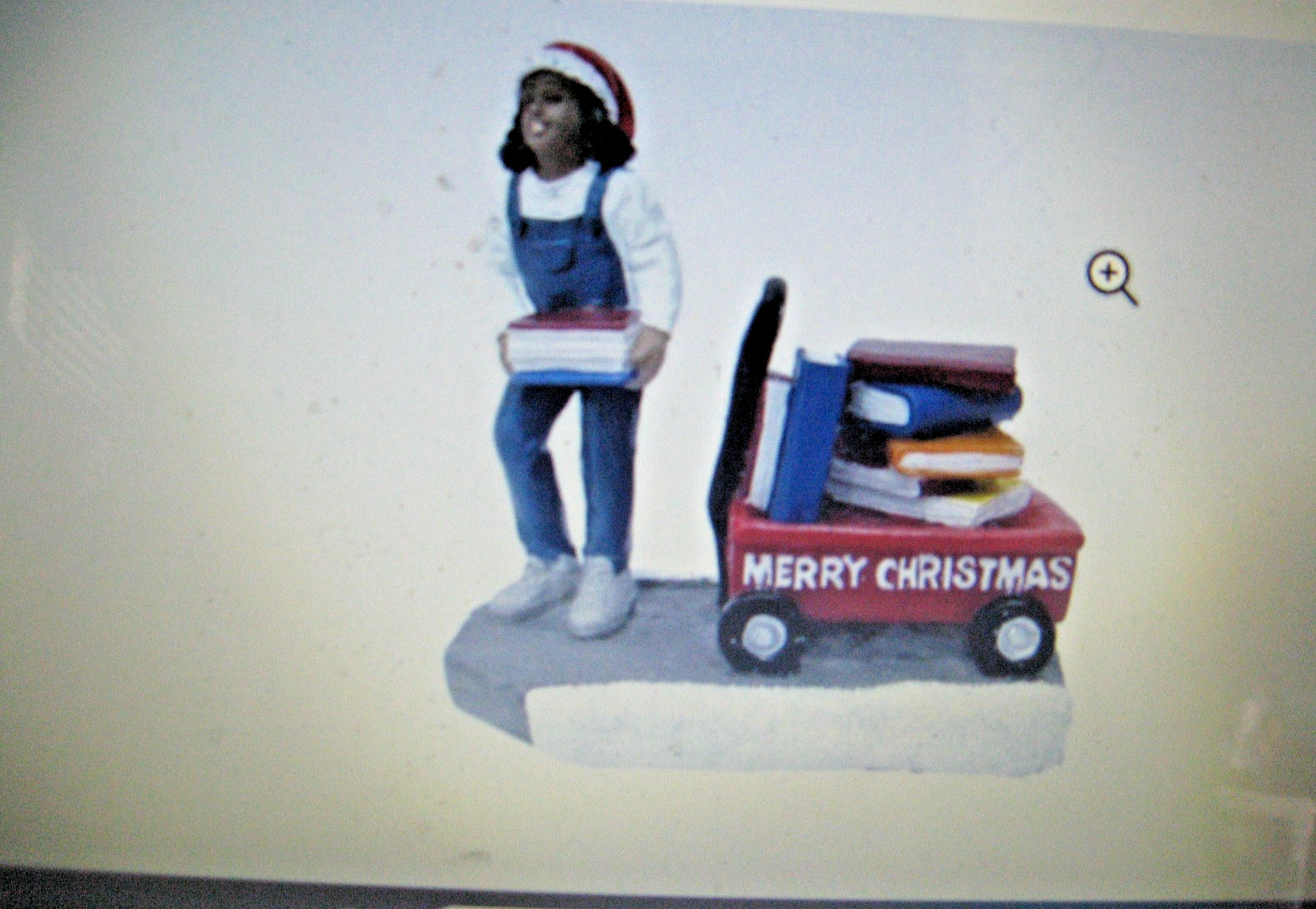 St. Nicholas Square Christmas Village Figurine Display Book Wagon NIP
