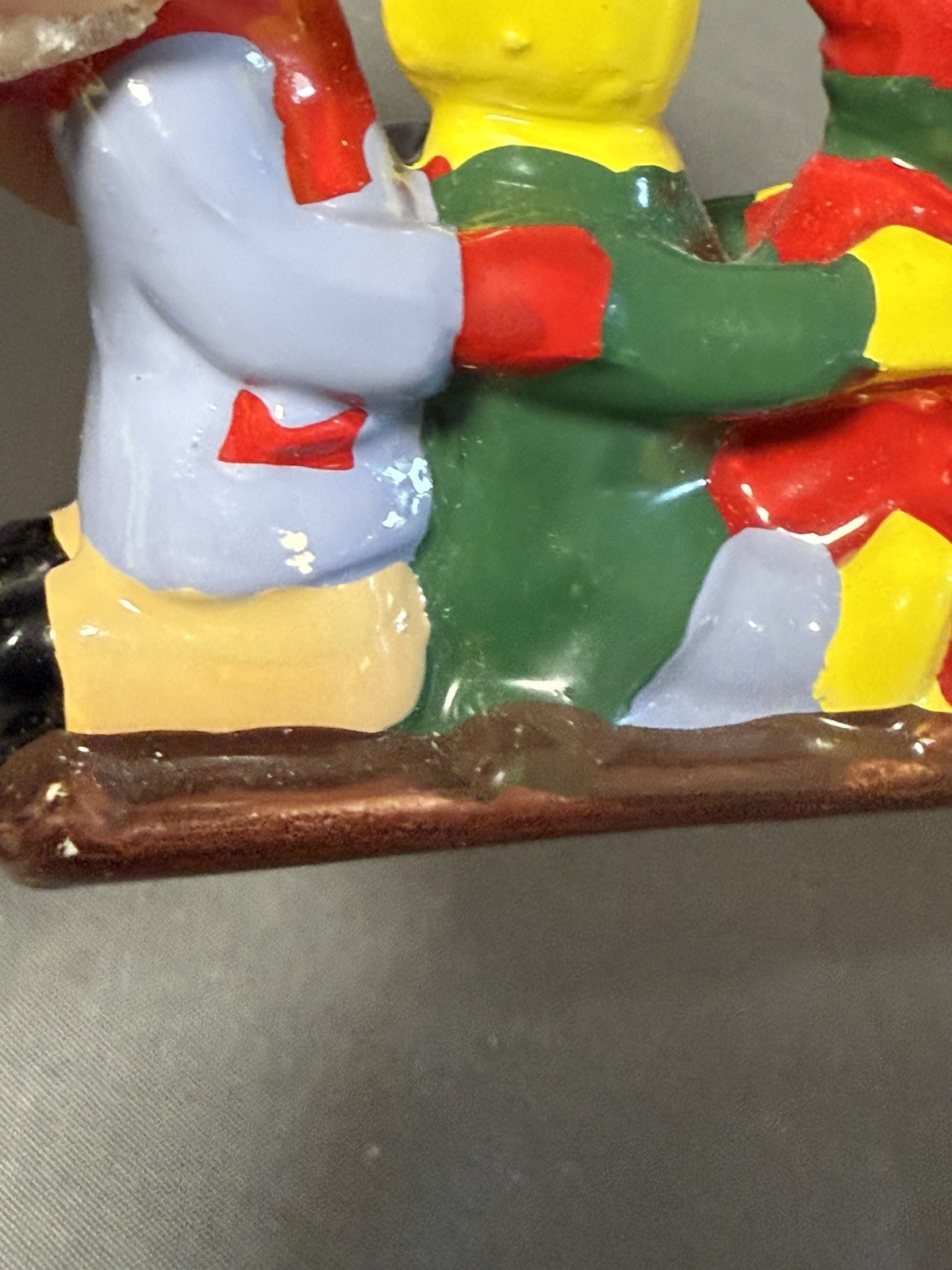 Dept 56 Vintage Christmas Skiers Figurines Set 3 Taiwan Sled Scene