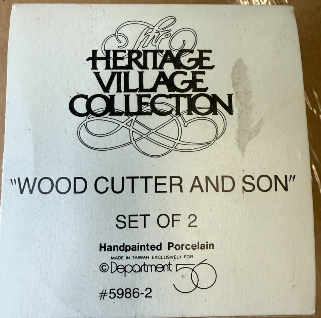 Department 56 Dickens Village Wood Cutter and Son Set of 2 Porcelain Figures