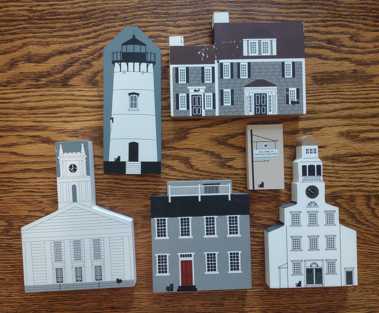 The Cat’s Meow Massachusetts Set 6 Martha’s Vineyard Nantucket Wooden Faline