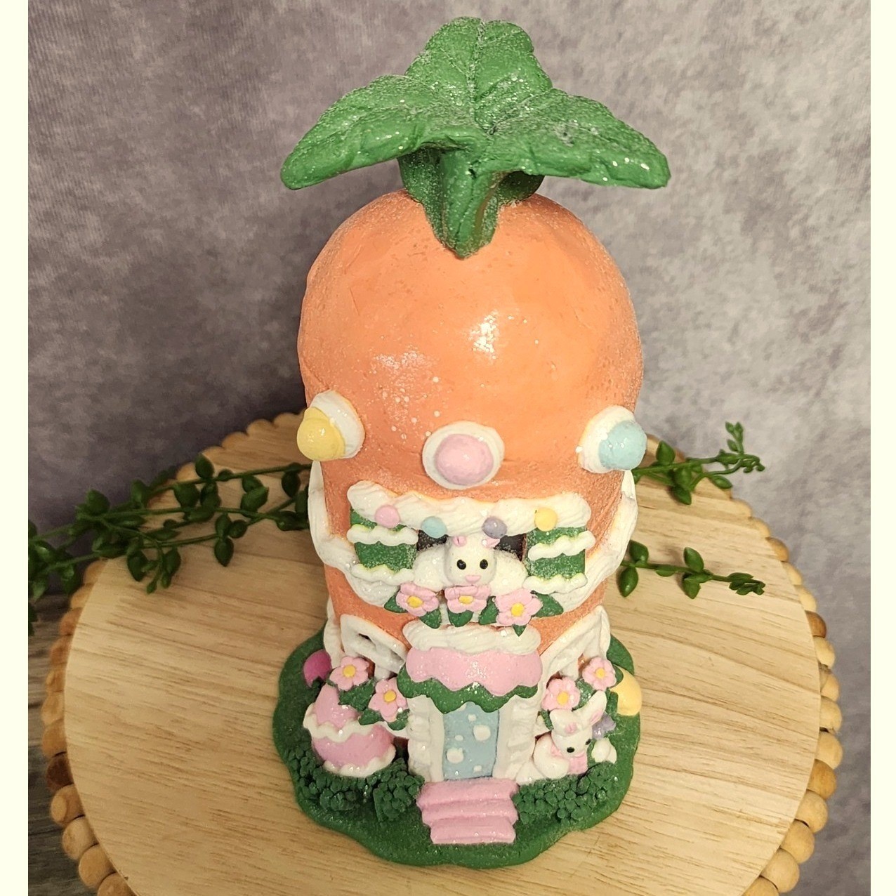 Easter Gingerbread House Figurine Carrot Bunny Glitter Resin 8.5″ Spring NEW
