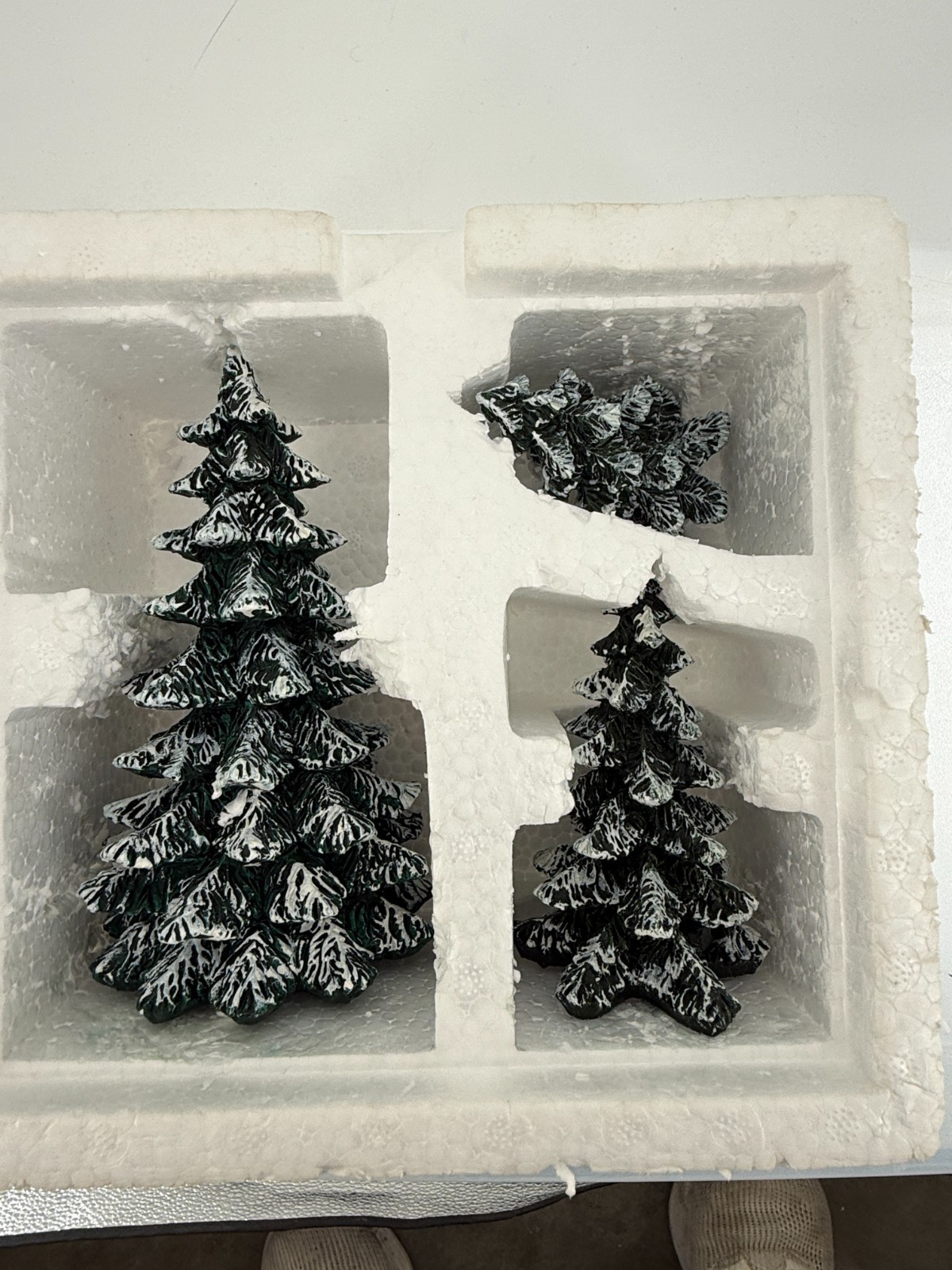 Department 56 Village Evergreen Trees Set of 3 Cold Cast Porcelain #5205-1
