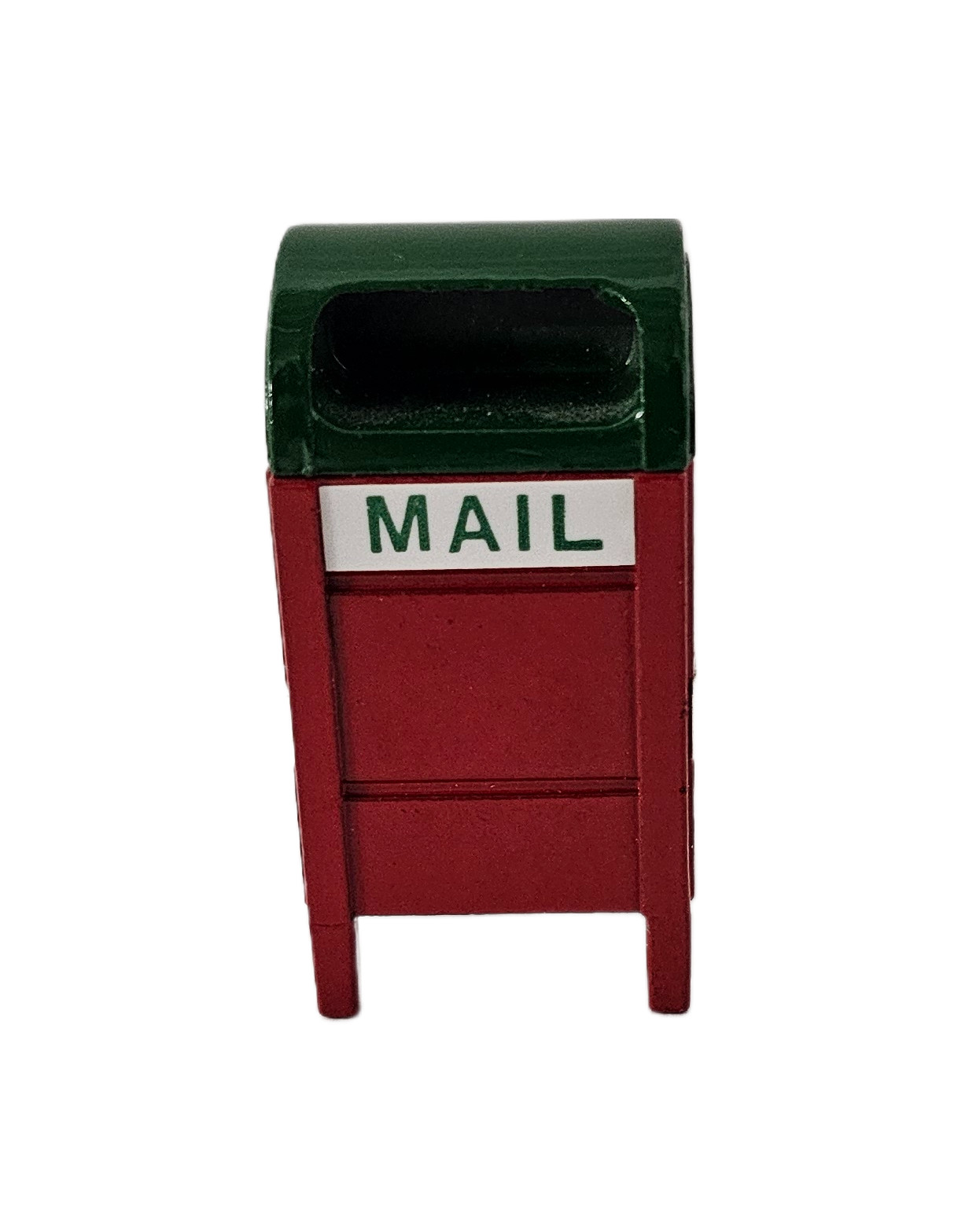Vintage Red Green Metal Mailbox Christmas Village Accessory 1.75″