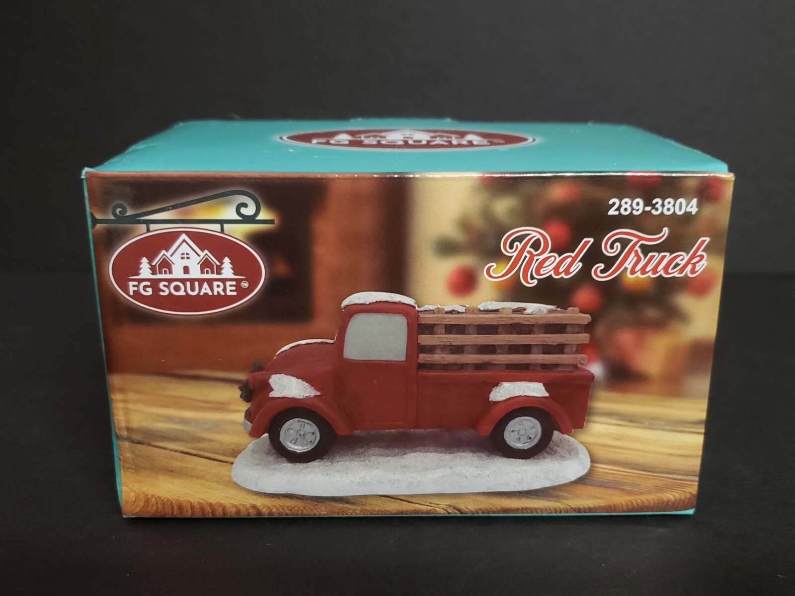 Holiday Time Santas Workbench Christmas Village Red Truck Hauling Wood Pickup