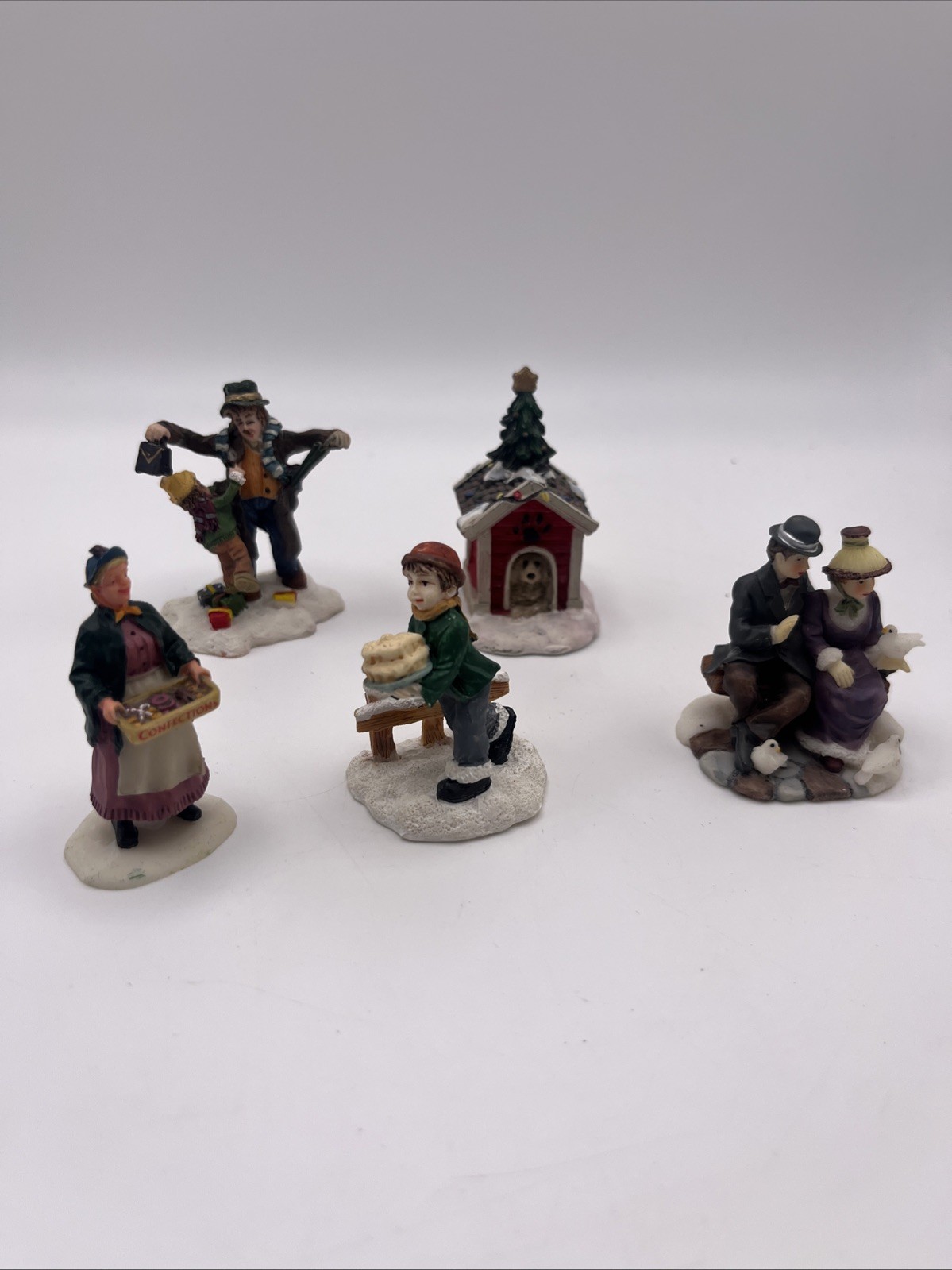 Christmas Village Figurines Lot of 5 Mixed Brands Lemax O’Well Winter Scene