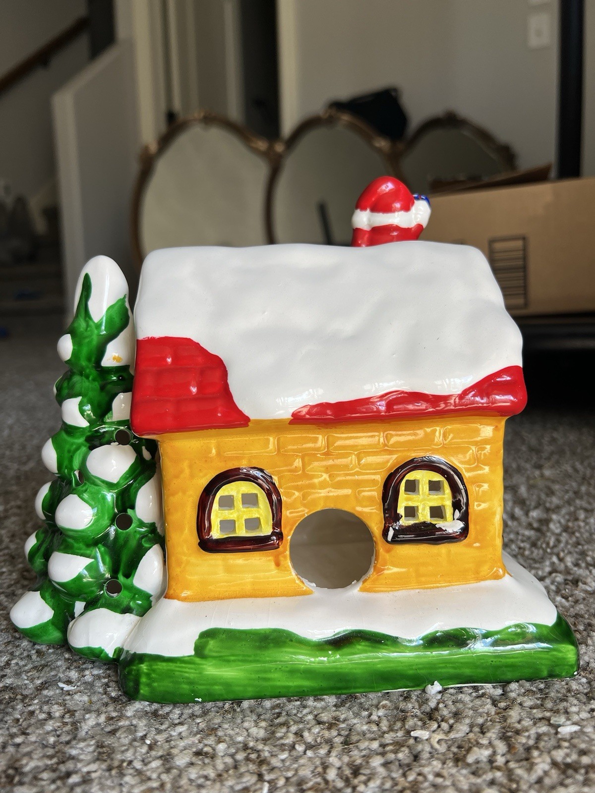 Illuminated Ceramic House Christmas Village Hand Painted Walmart Vintage