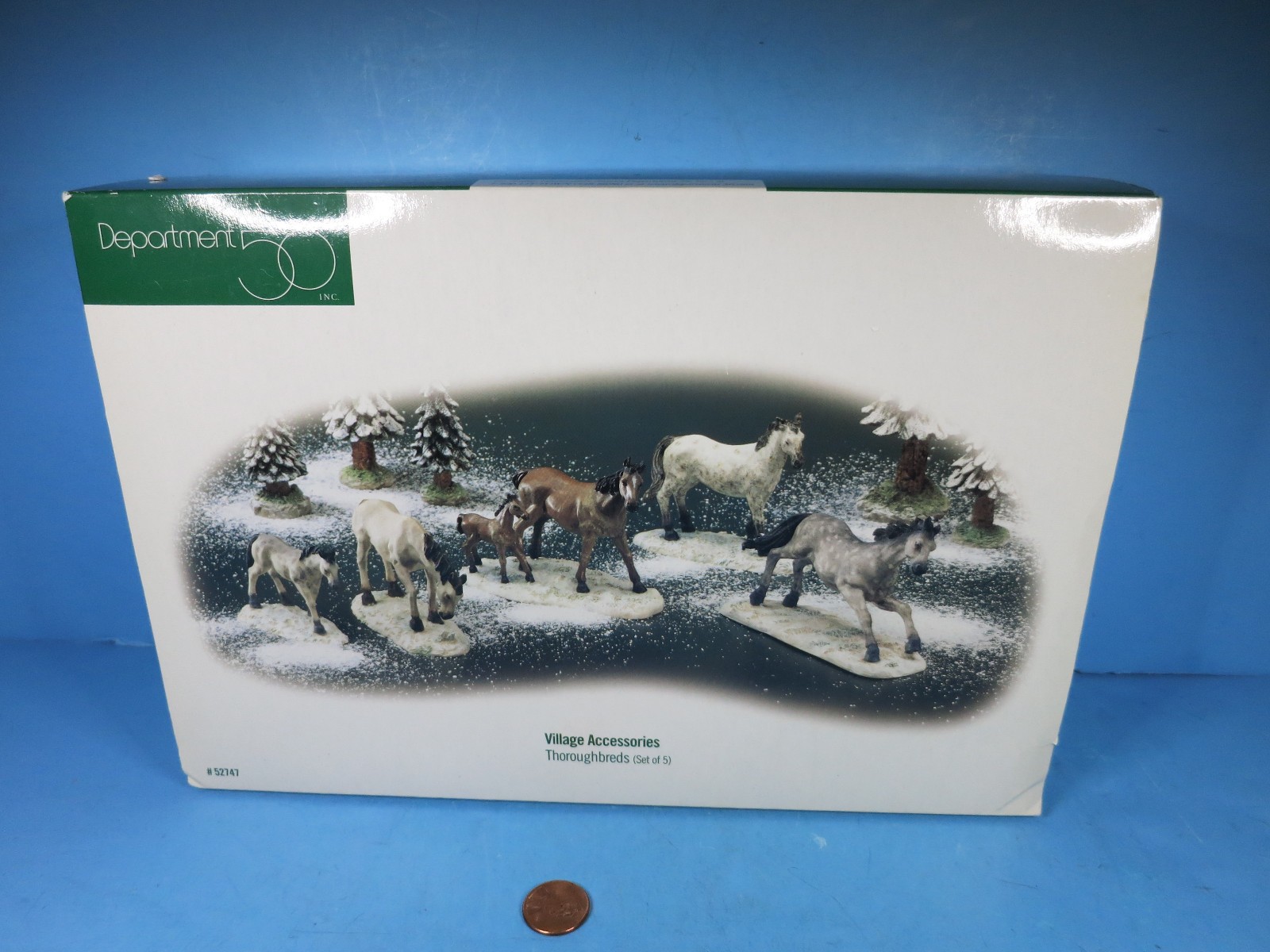 Dept 56-Thoroughbreds Horses 5 Piece Figurine Set-Village Accessories-USED