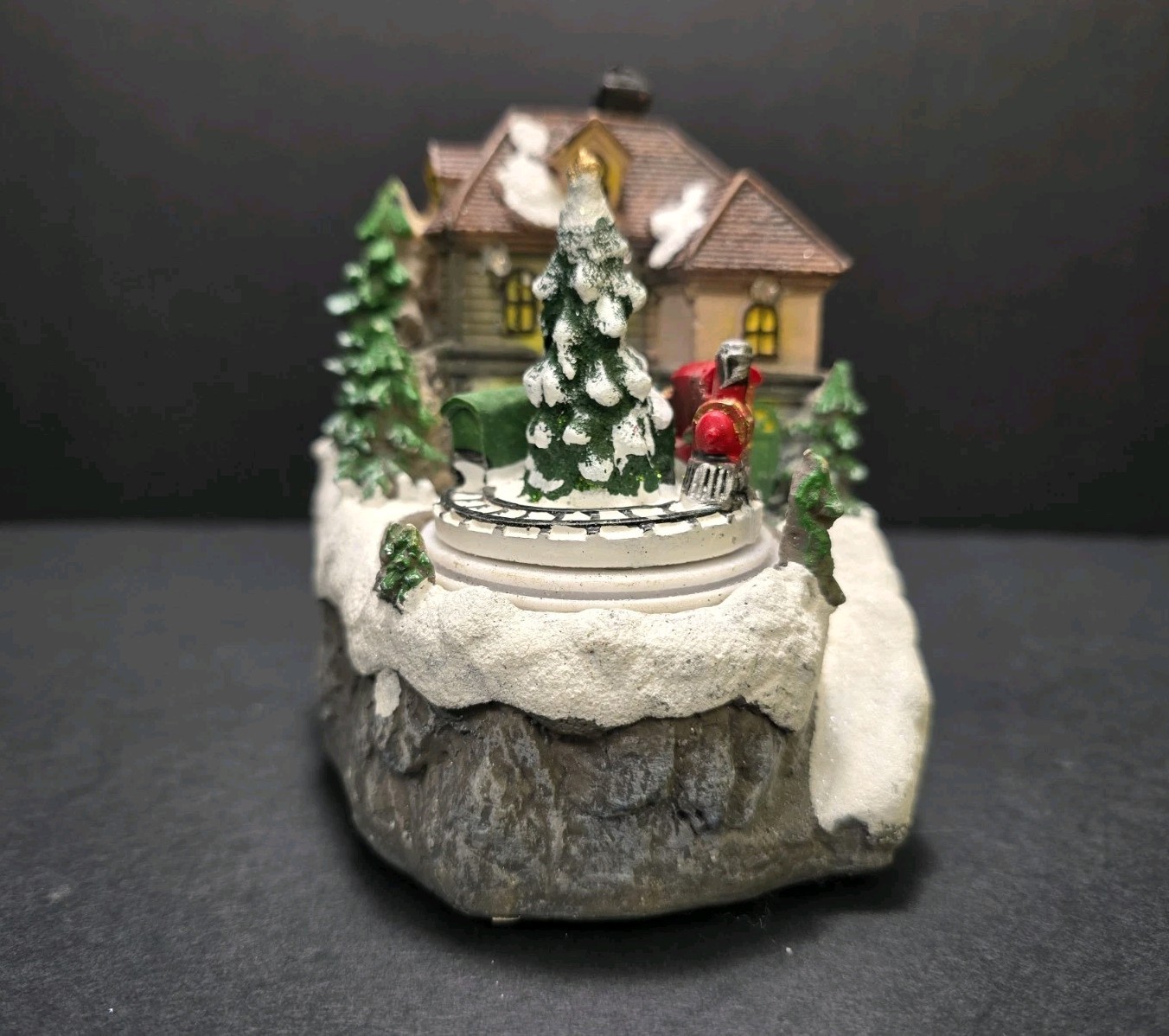 Christmas Village House Animated Indoor Decoration w Moving Train Chateau Tree