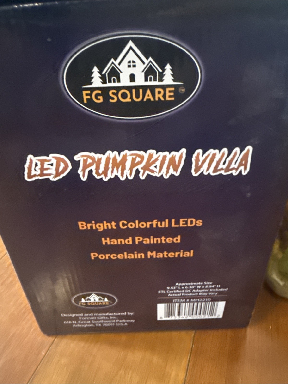 FG Square LED Pumpkin Villa Halloween Village Building Hand Painted Lighted