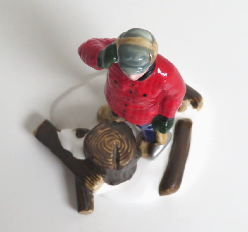 Vintage 1988 Dept 56 WOODSMAN Snow Village Figure MAN CUTTING WOOD Lumberjack