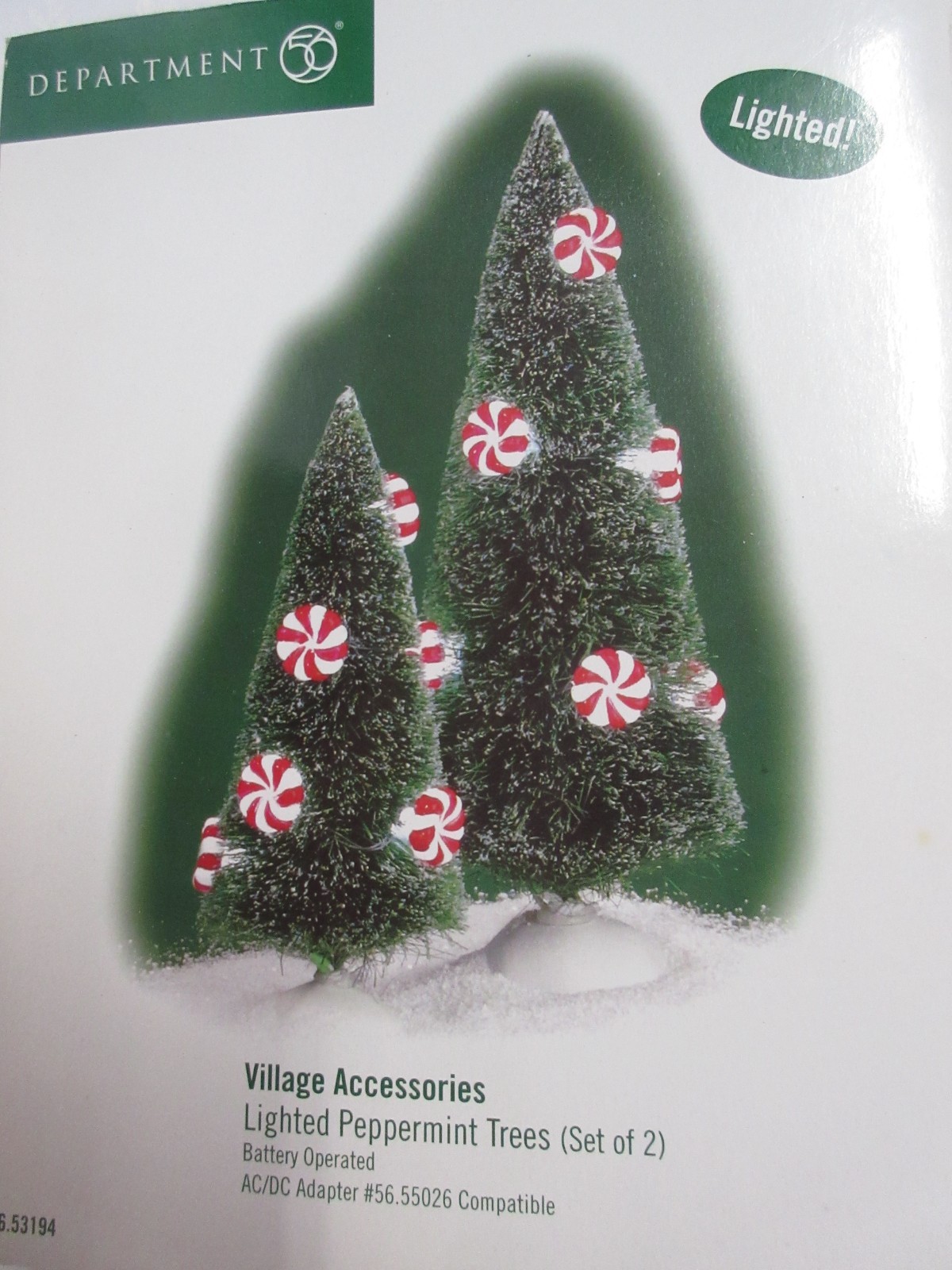 Dept 56 #56.53194 – Village Accessories, Lighted Peppermint Trees, MIB