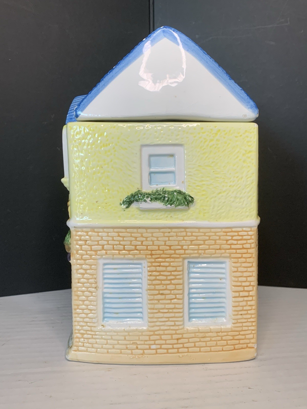 Ceramic Painted Village Florist House cookie jar, Multicolor, 10 in