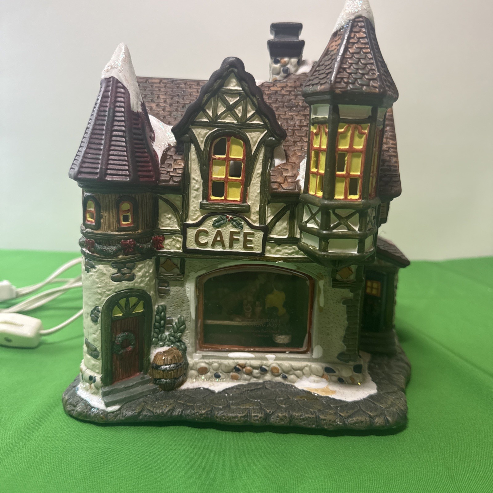 Norman Rockwell Saturday Evening Post SODA FOUNTAIN Lighted Christmas Village