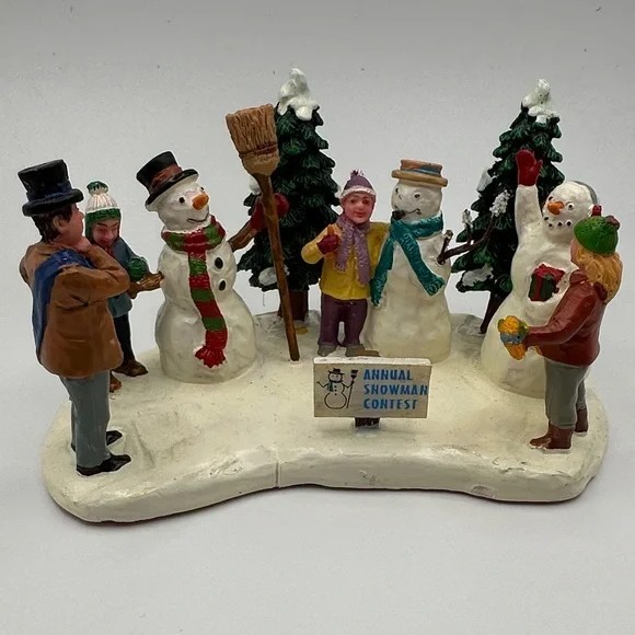 Lemax Village Collection Snowman Contest Table Accent Decoration Figurine Vintag