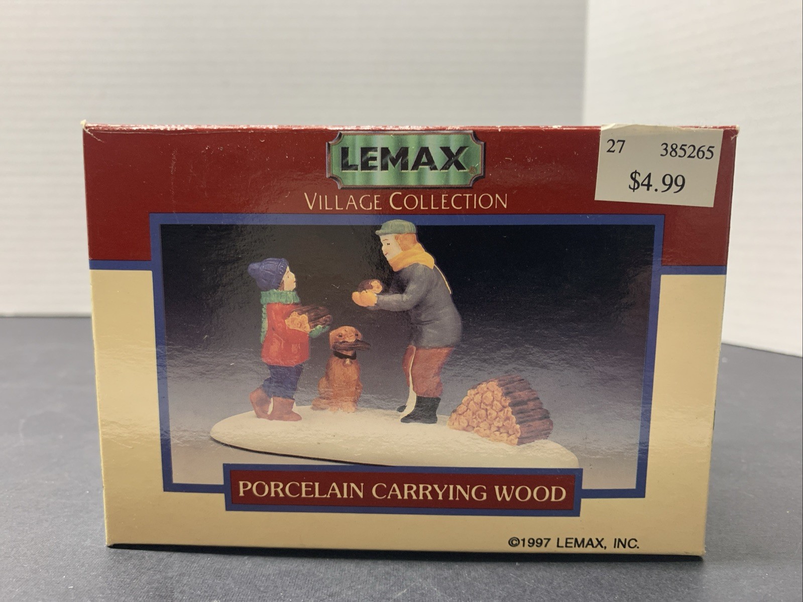 1997 Vintage Lemax Christmas Village Porcelain Carrying Wood With Box