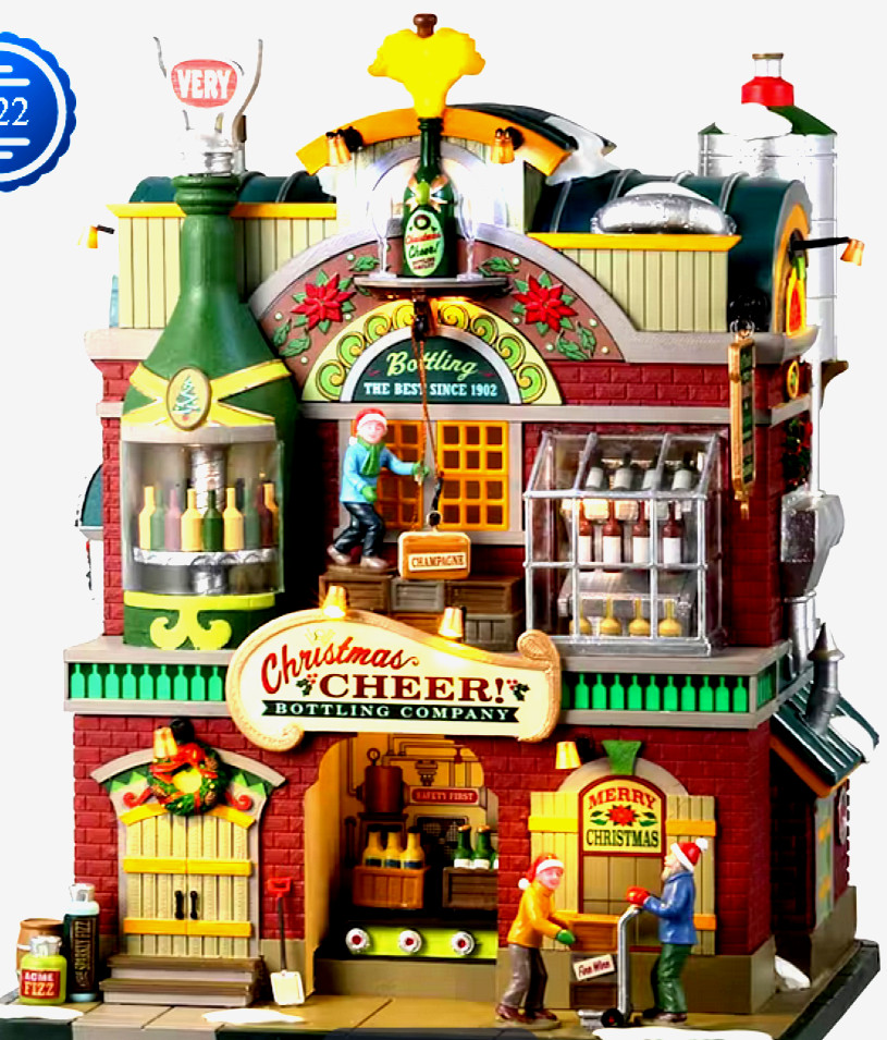 Lemax CHRISTMAS CHEER BOTTLING CO. Brews Festive Drinks Animated Sound Lit NRFB