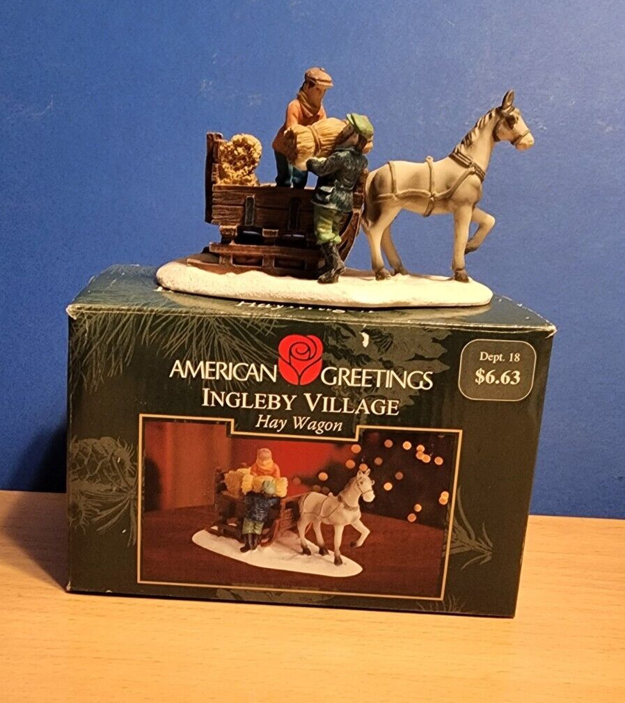 American Greetings Ingleby Village Hay Wagon in Original Box EUC No Chips