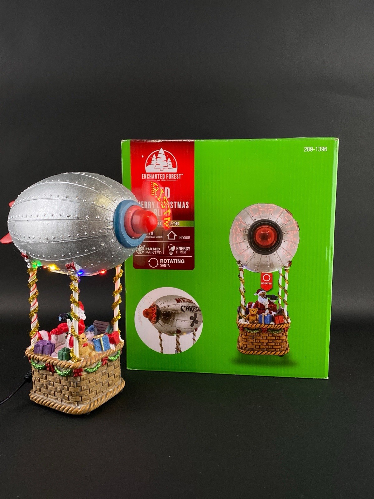 Enchanted Forest LED Merry Christmas Blimp Air Balloon Lighted Musical Animated
