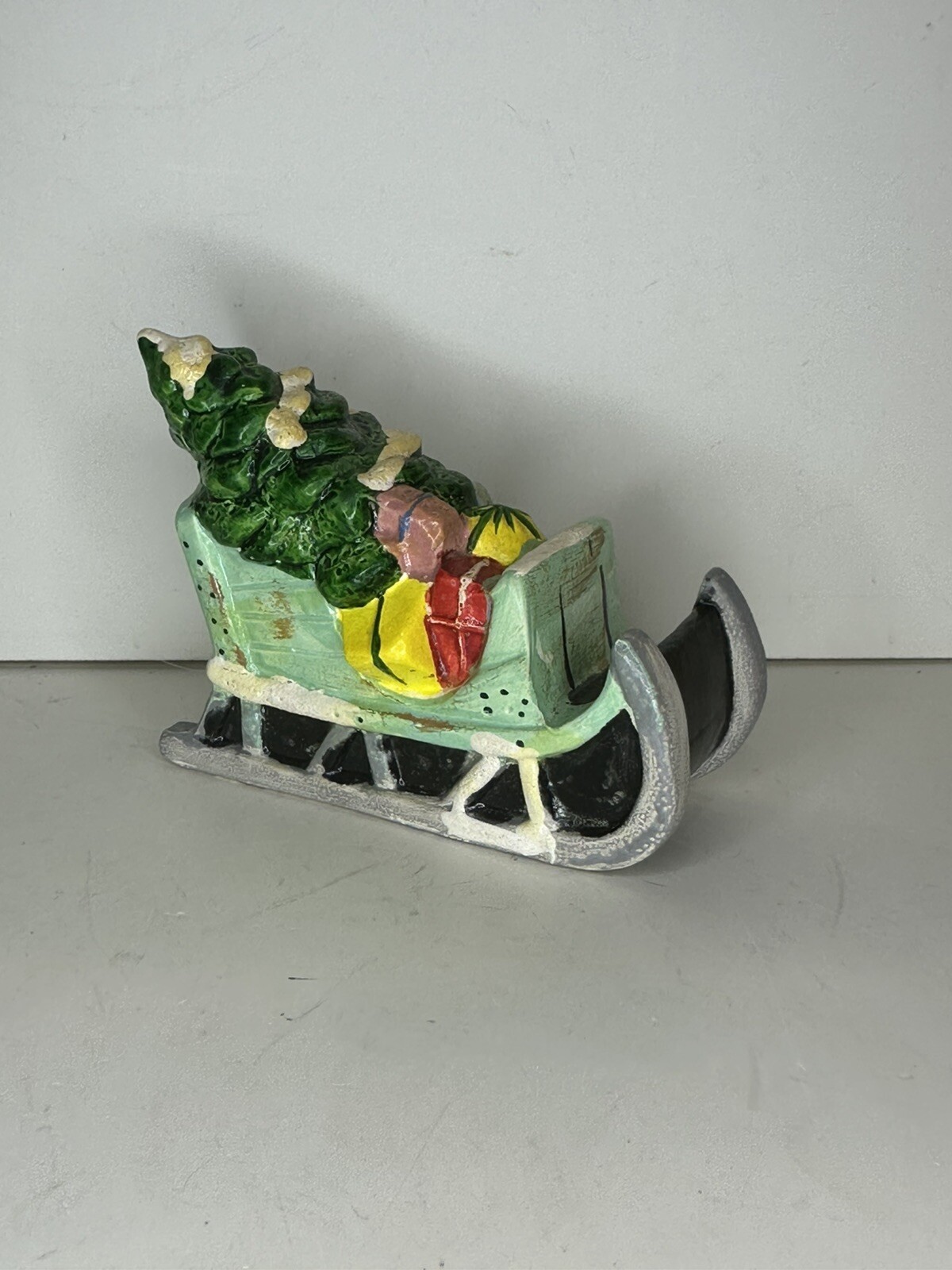 Rare Department 56 Snow Village Ceramic Sleigh 1981 -1986 Retired # 50792 No Box