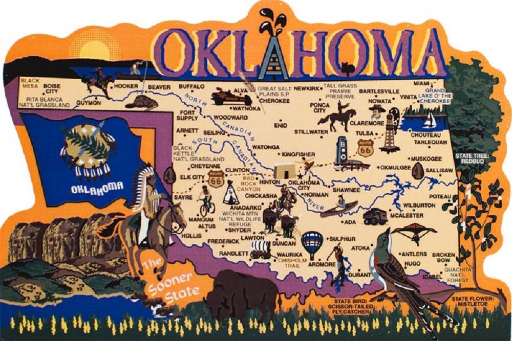 Cat’s Meow Village US MAP OKLAHOMA Sooner State #RA682 NEW Shipping Discounts
