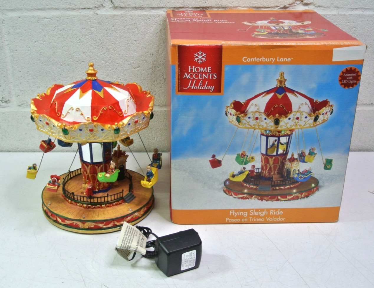 Home Accents Holiday Canterbury Lane FLYING SLEIGH RIDE Merry-Go-Round 697 847