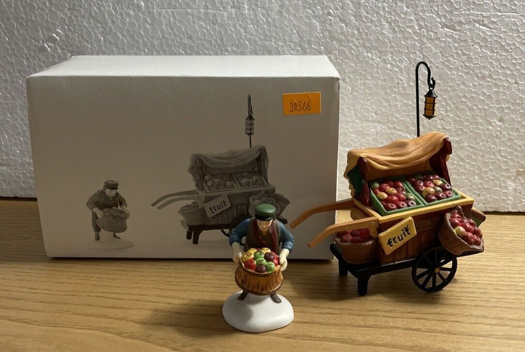 Dept 56 Chelsea Market Fruit Monger and Cart Christmas Village Set of 2 # 5813-0