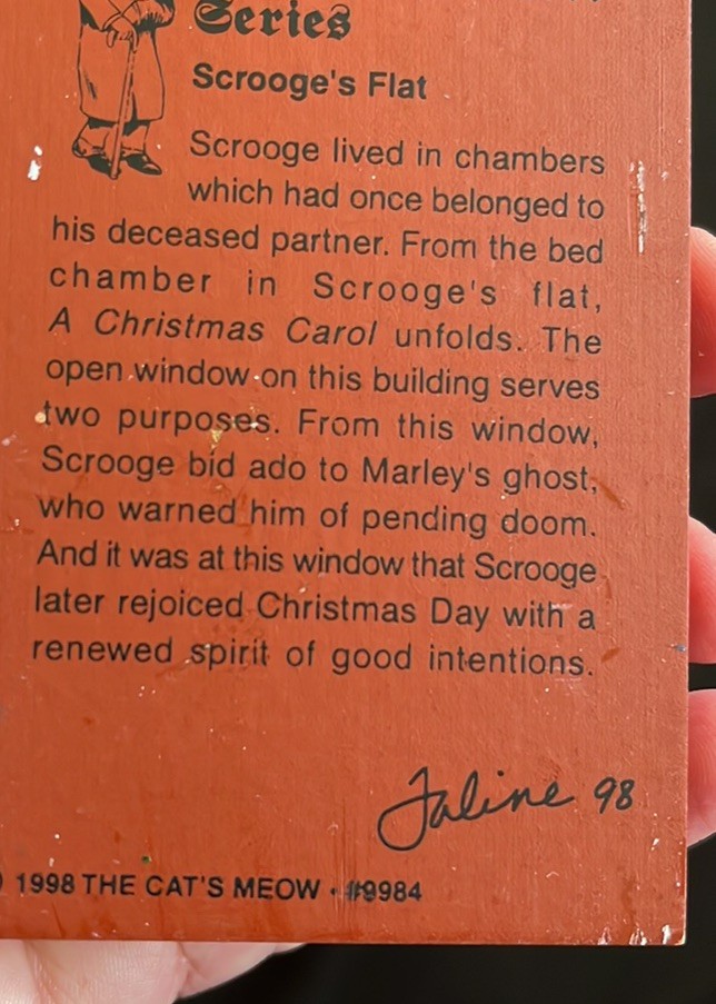 The Cat’s Meow~Scrooge’s Flat~Dickens Christmas Carol Series~Shelf Sitter~1998