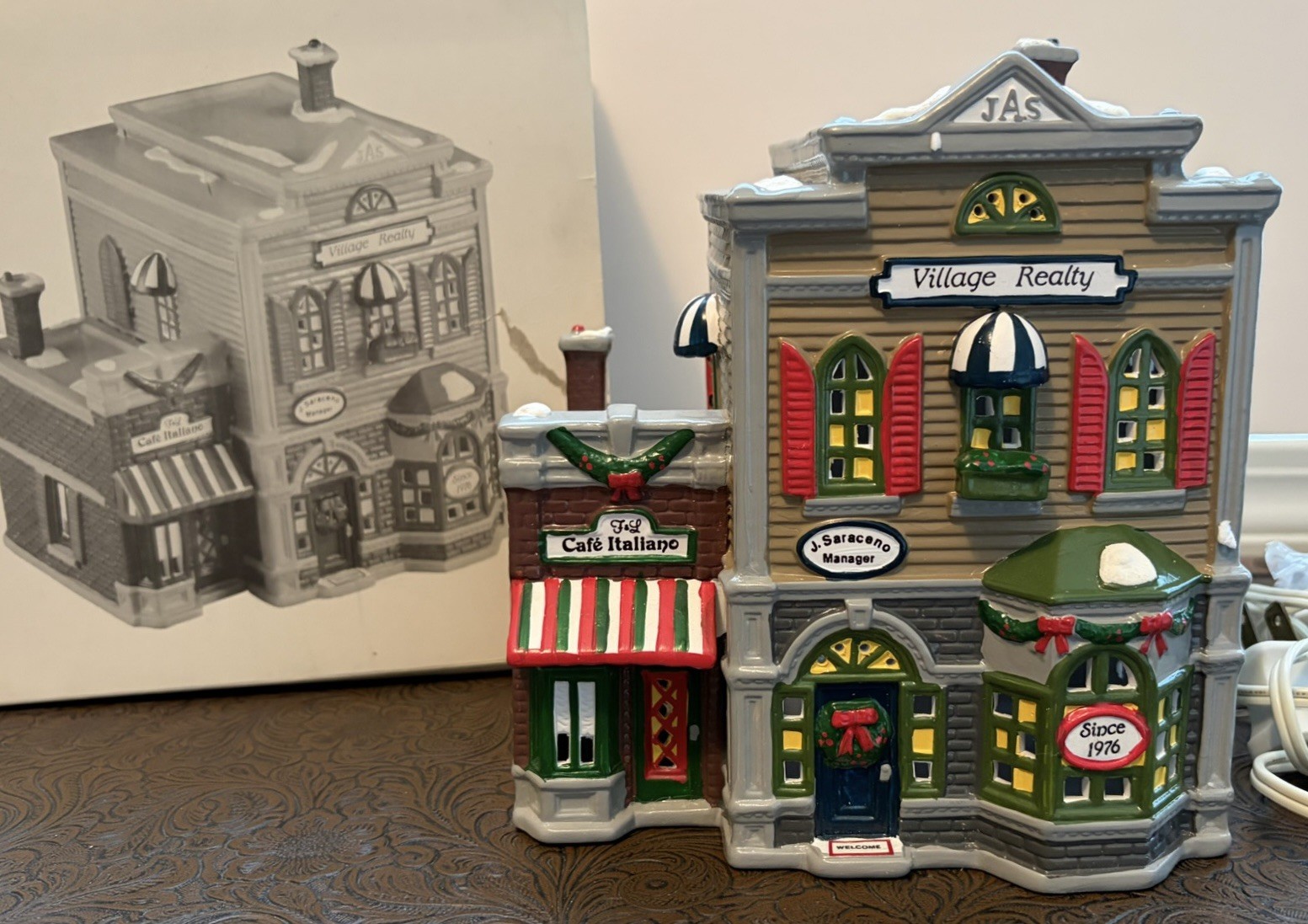 Retired in 1993 Department 56 Snow Village Realty 5154-3, Mint in Box With Light