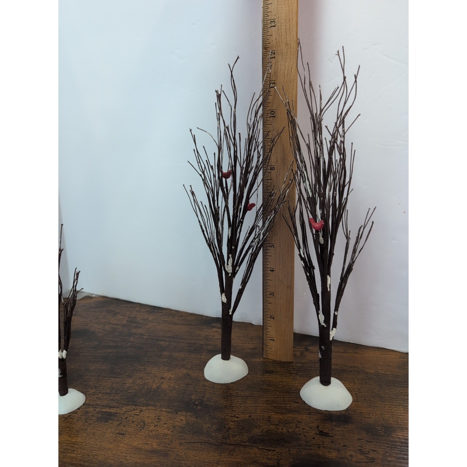 Dept 56 Village Bare Branch Trees Accessory (Set of 6) 52623 W/Red Cardinal’s