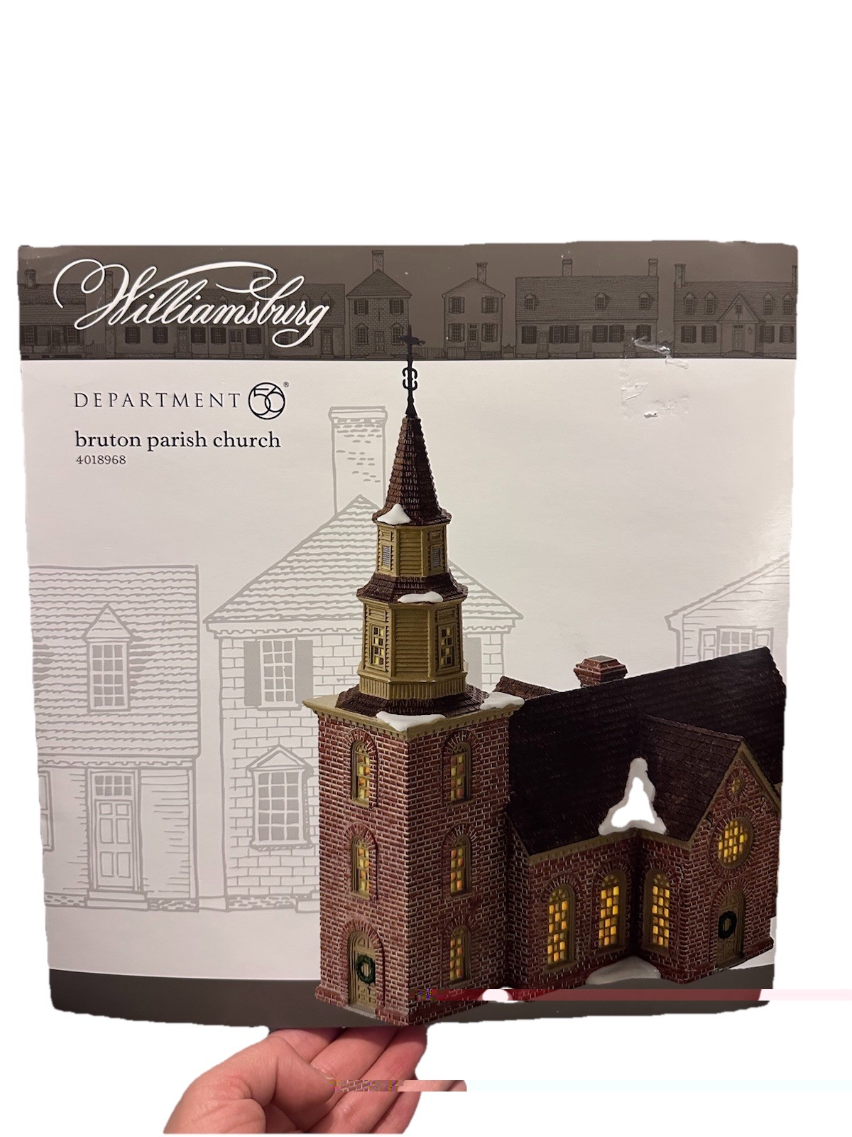Department 56 Williamsburg Historical Bruton Parish Church Rare with Light