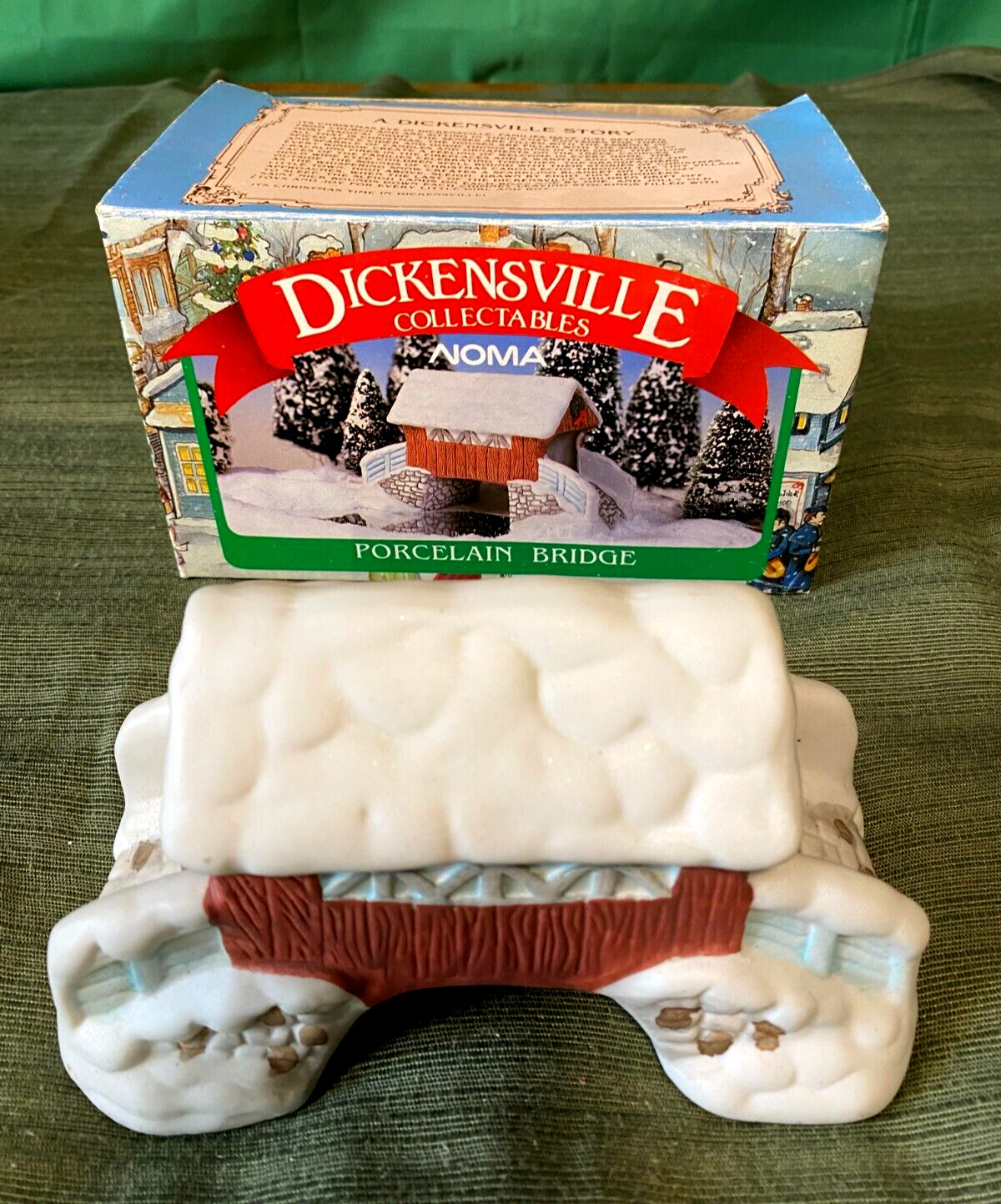 1993 Dickensville Noma Covered Bridge Figurine, Christmas Village w/ Box