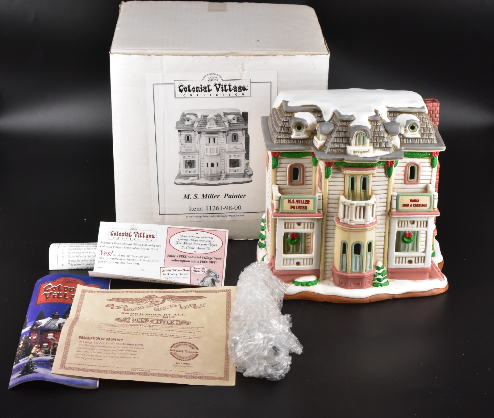 Lefton Colonial Village M.S. MILLER PAINTER 11261-98 Lighted Porcelain w/Box