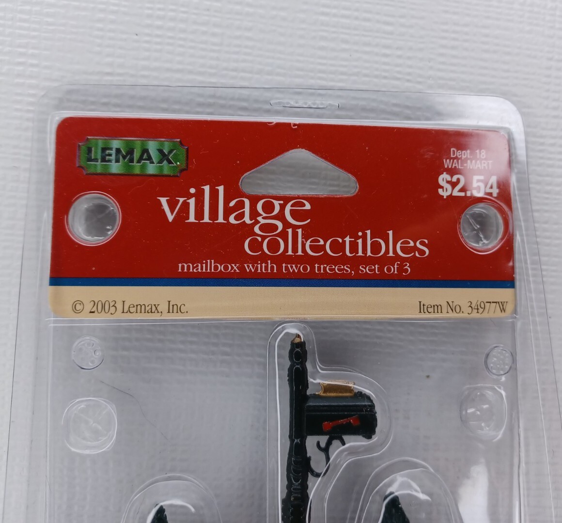 2003 Lemax 34977W Village Collection Mailbox & Two Trees Christmas Glitter
