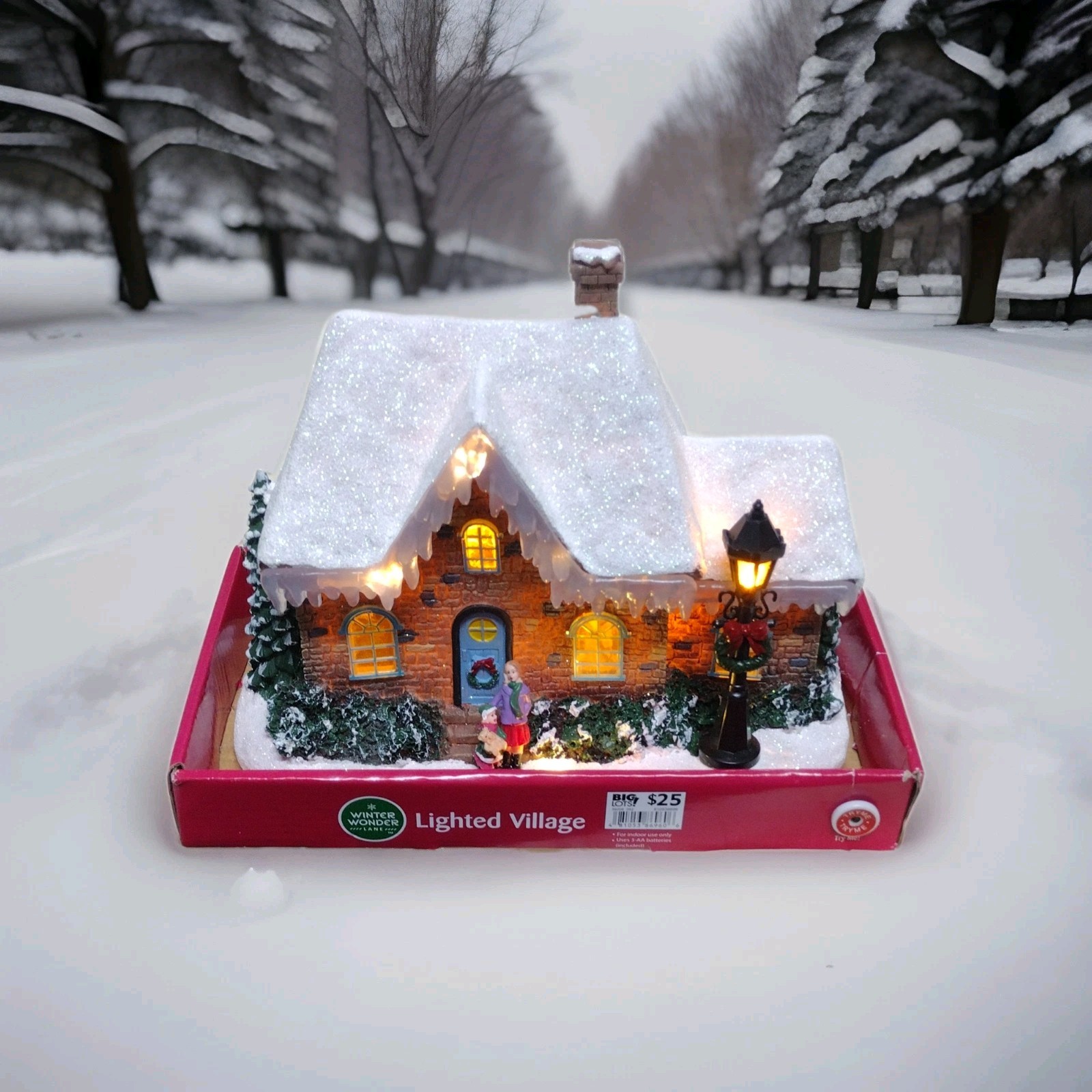Winter Wonder Lane Lighted Village Christmas House Holiday Decor with Box Works