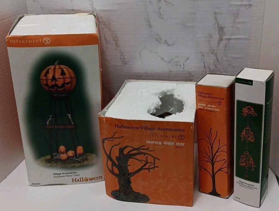 Dept 56 Halloween Water Tower Annual Pumpkin Festival Accessories Lot