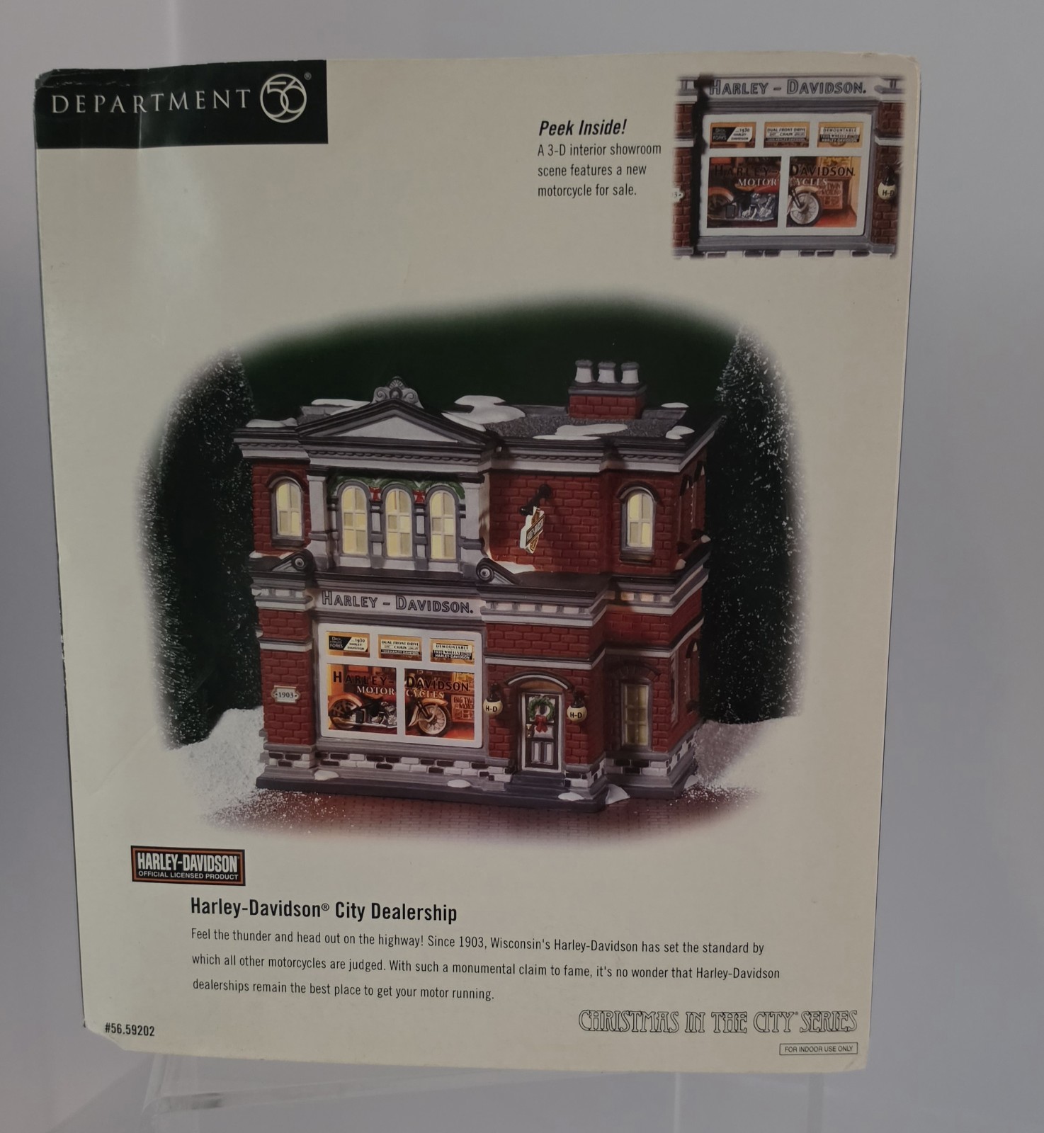 Department 56 Harley Davidson City Dealership 59202 Christmas House Rare – New
