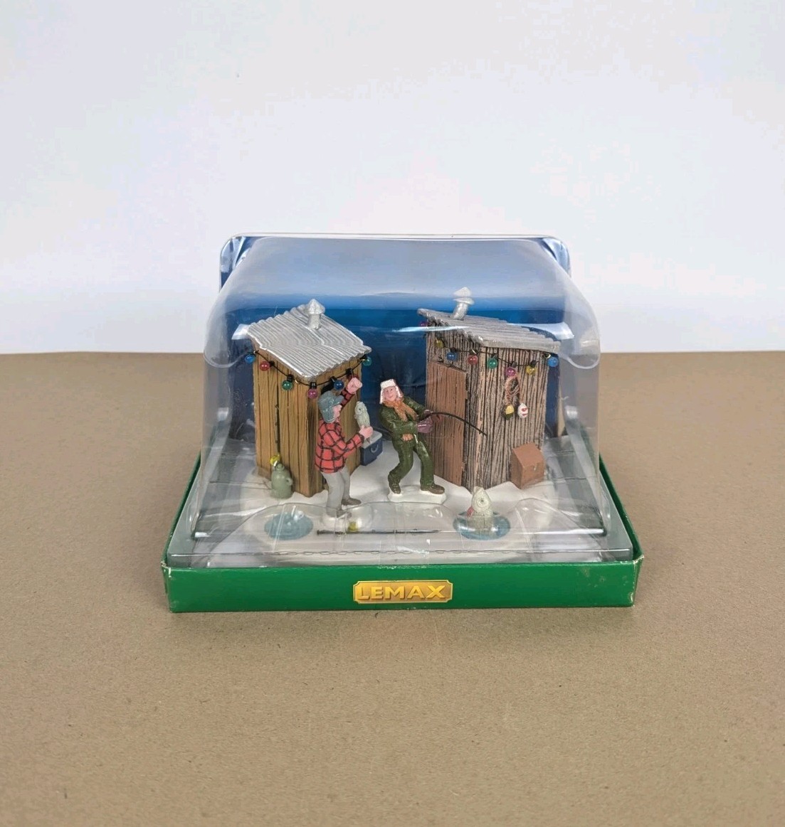 Lemax 2012 Table Accent Friendly Competition Ice Fishing Fisherman Outhouse Snow