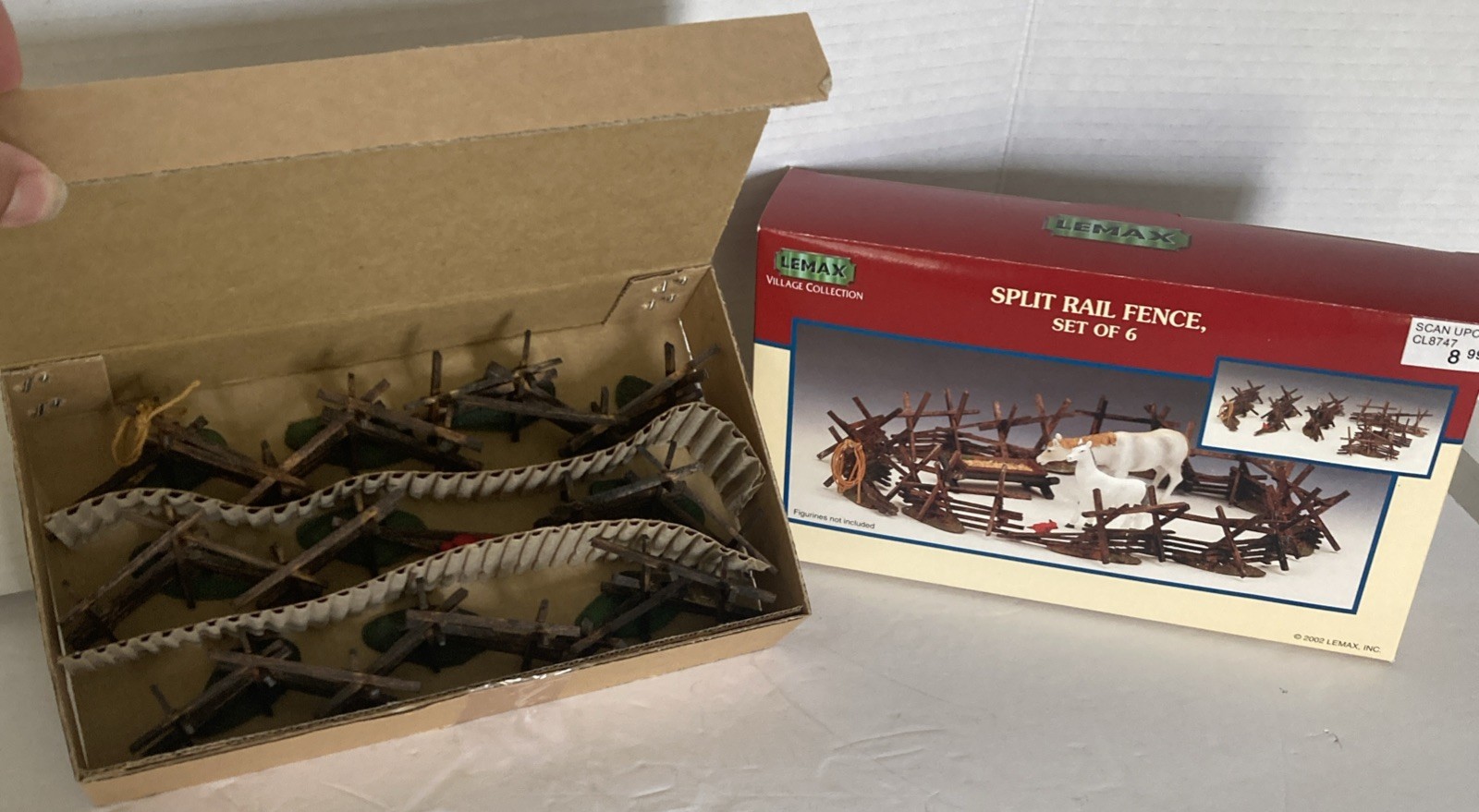NIB 2002 LEMAX Village Collection Split Rail Fence set of 6 #24776A