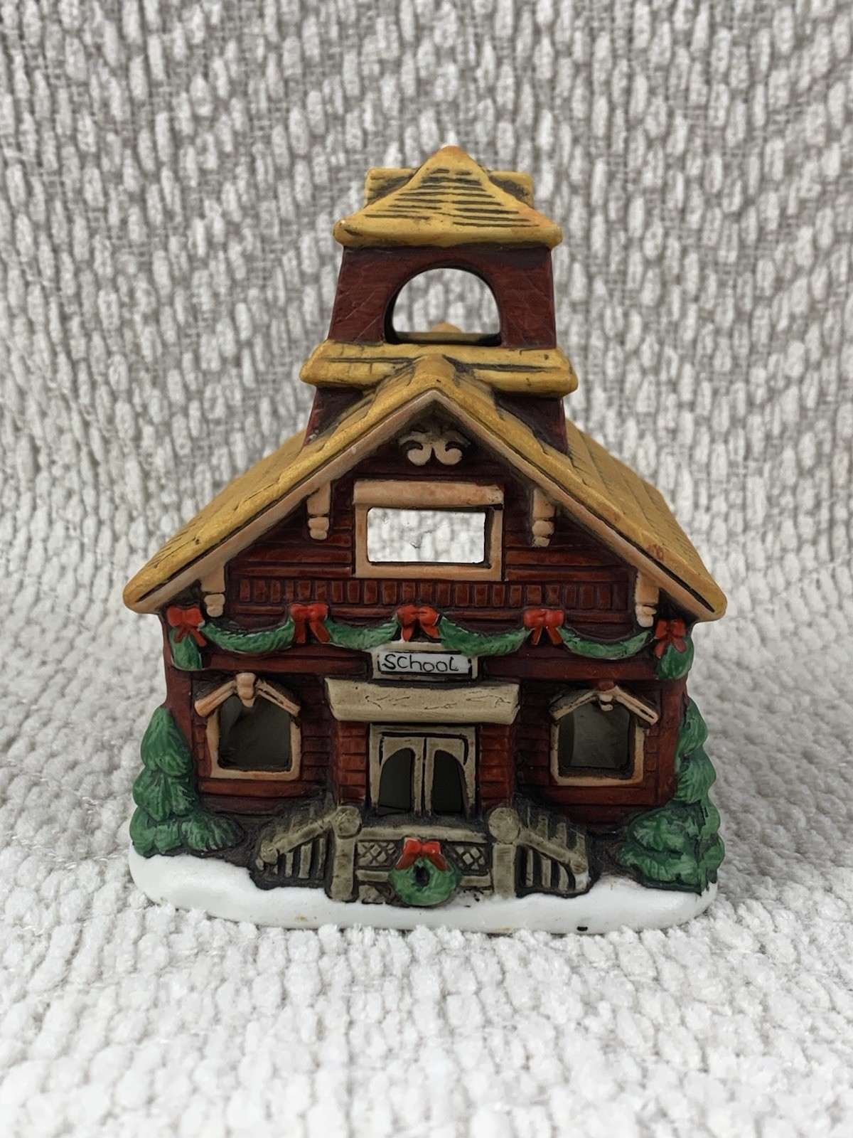 GZ Lefton 1986 School House Colonial Village Votive Candle Holder Christmas
