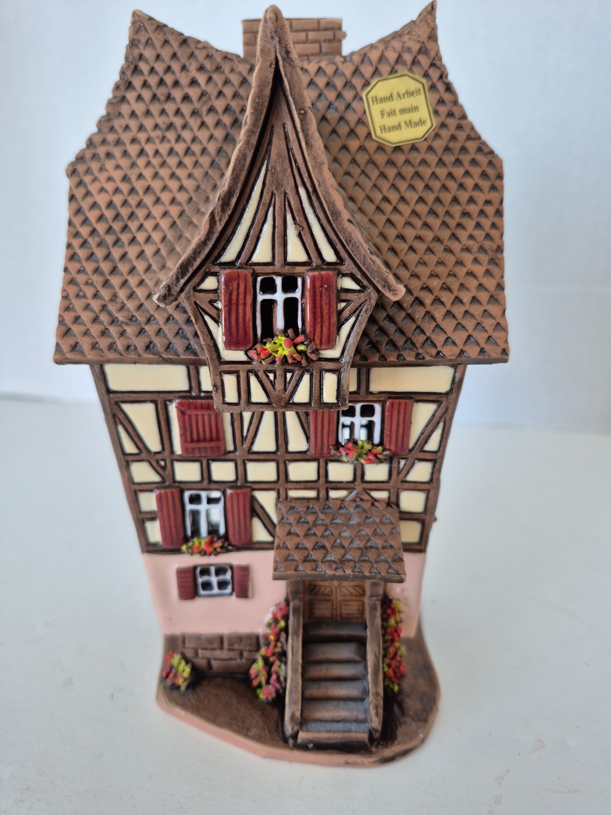Ceramic House Candle Holder Incense House Alsace France Fait Main Handmade Vtg
