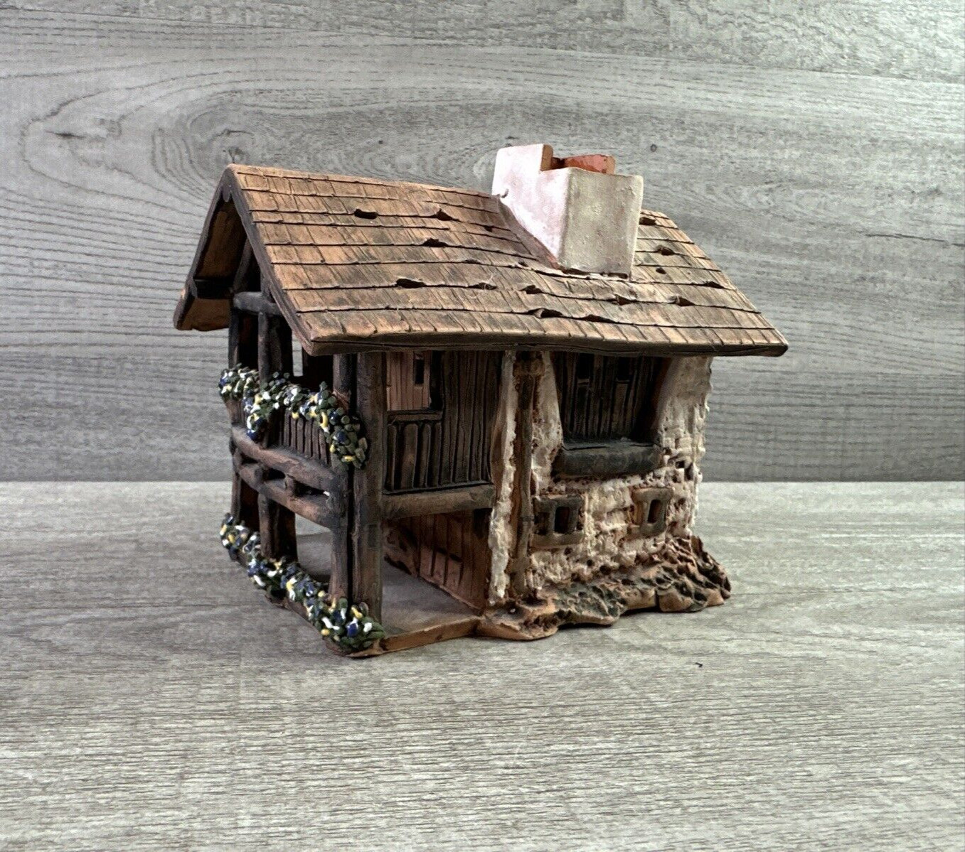 Unknown Signed Handmade Detailed Clay Cottage/Church Home Decor