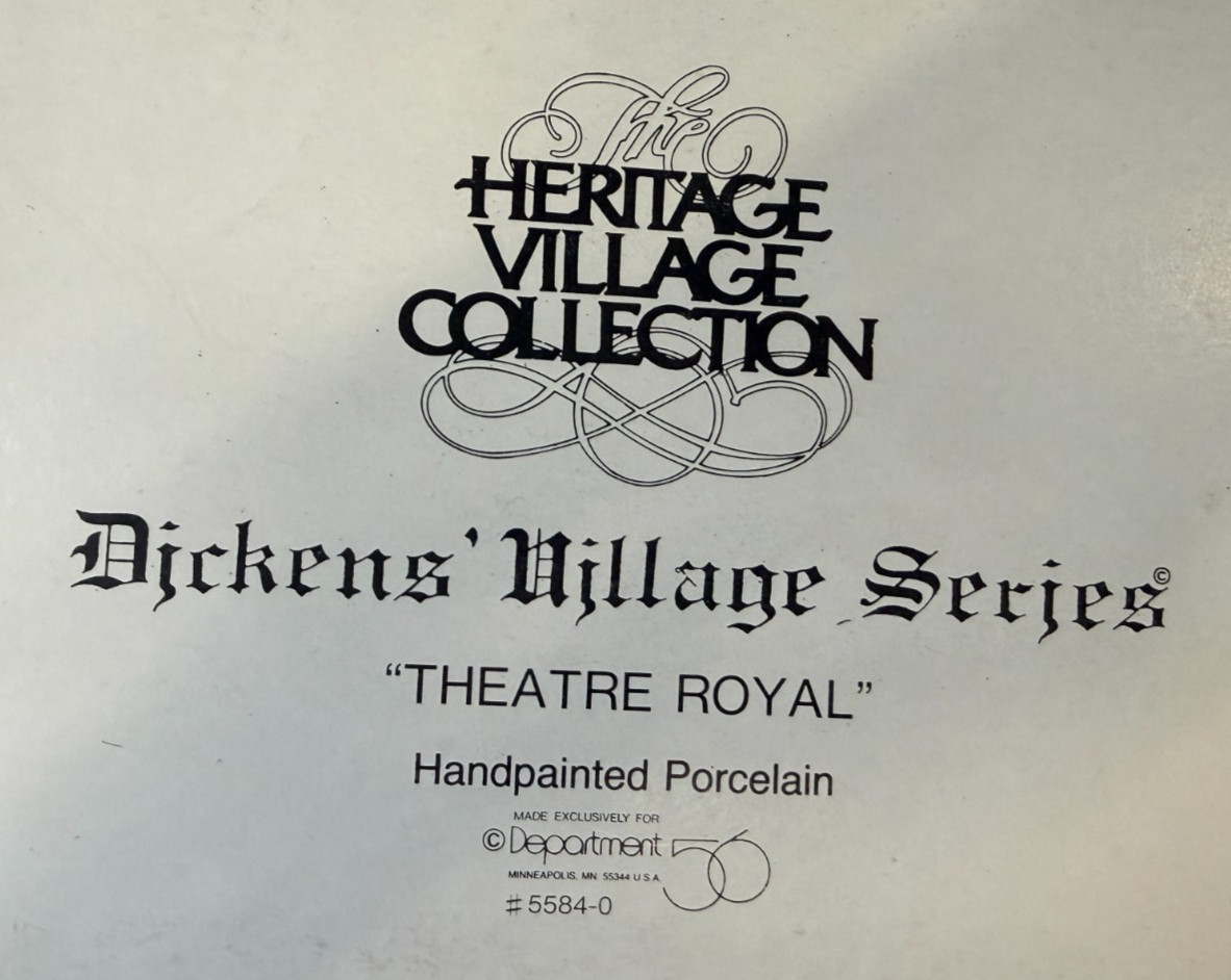 Department 56 Dickens Village Theatre Royal Porcelain Lighted Building #5584-0 1