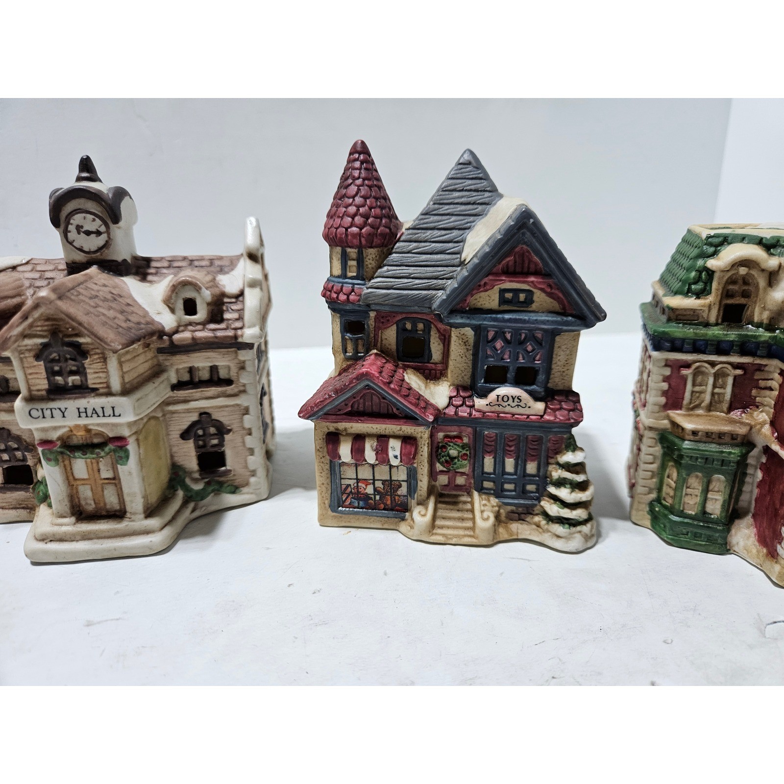 Mervyns Village Square Miniature House Set Multicolor 1993 5-Piece Lighted