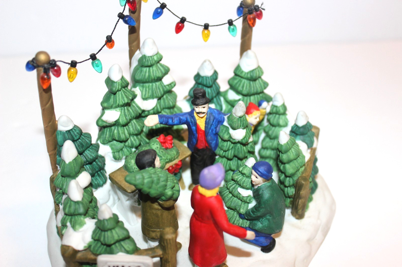 Christmas Village Display “Trees For Sale” Tree Seller 4.5″ tall Porcelain Used