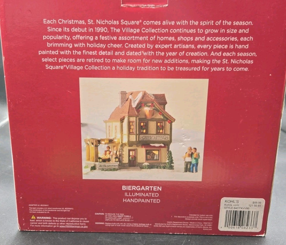 St. Nicholas Square Biergarten Beer Garden Building w/Box Retired Beergarden NEW