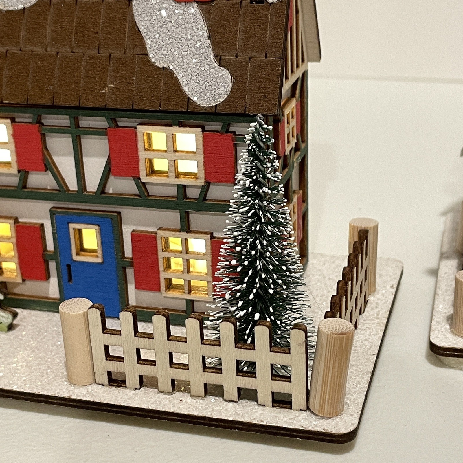 World Market Laser Cut Wood LED Shop Christmas Village German Toy Shop Houses