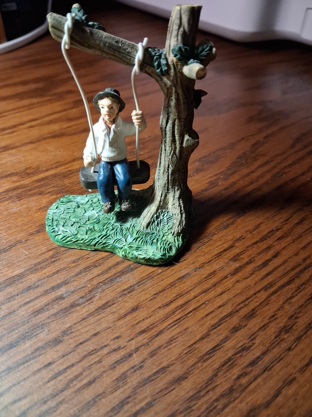 Lang And Wise Folk Art Village accessory Man On Swing W/tree
