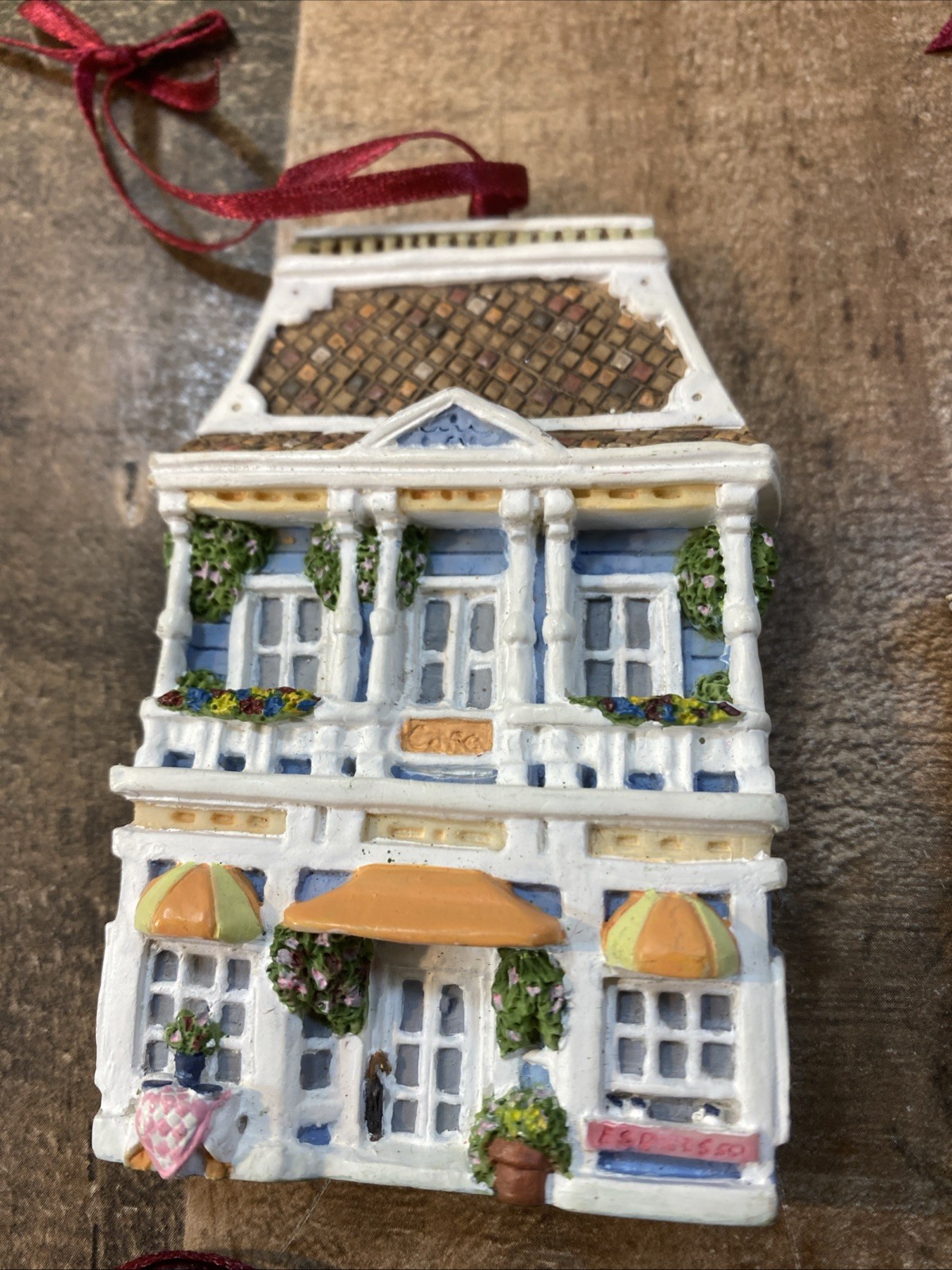Set of 4 Vintage Victorian House 3D Ornaments Wall Hanging Hand Painted Resin