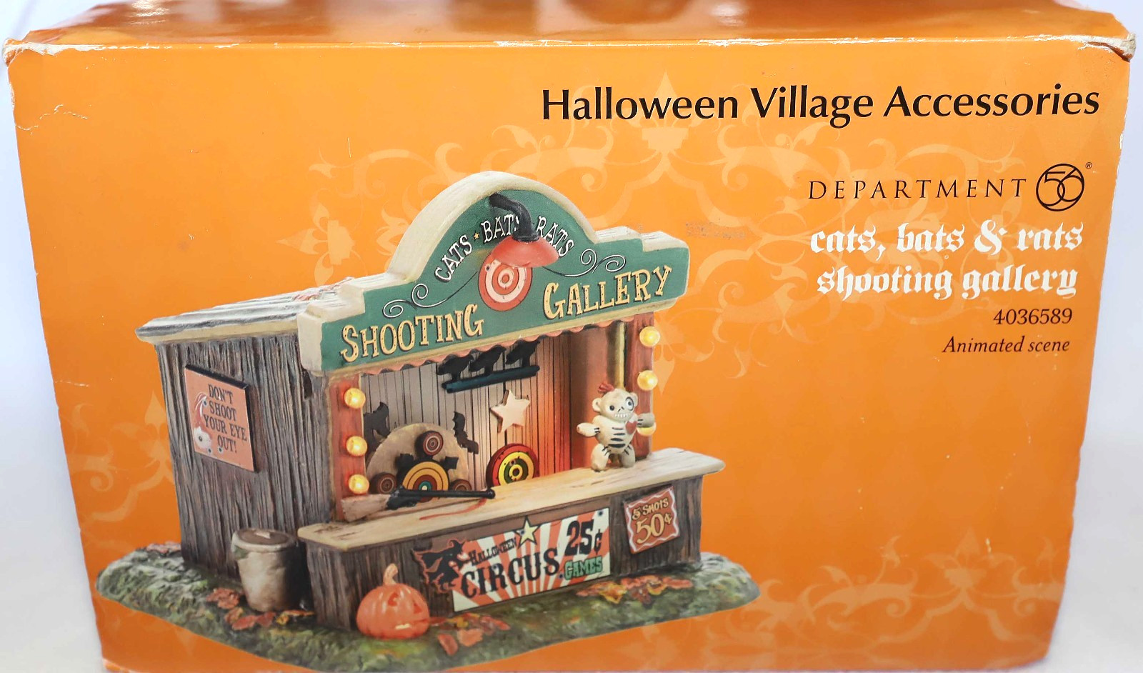 DEPT 56 CATS BATS & RATS SHOOTING GALLERY 4036589 HALLOWEEN SNOW VILLAGE