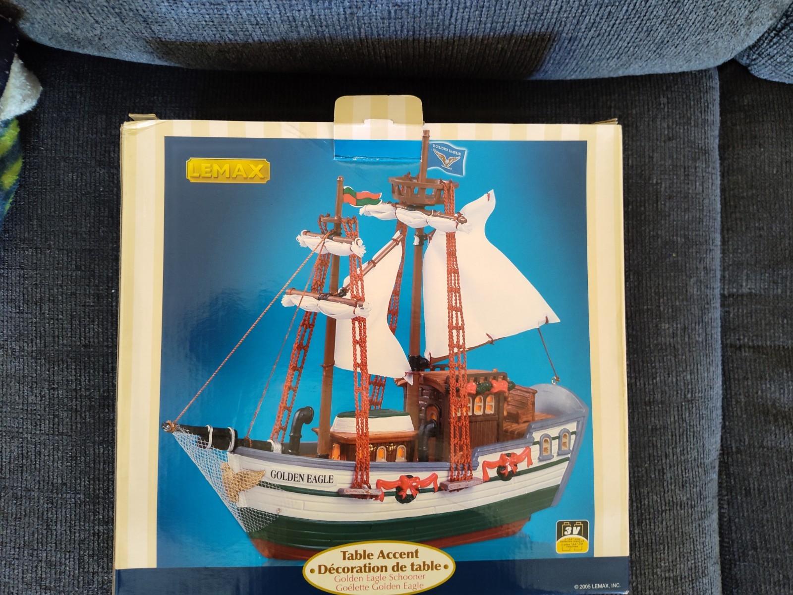 2005 Lemax Village Golden Eagle Schooner Boat Ship 54378 Lighted Table Accent